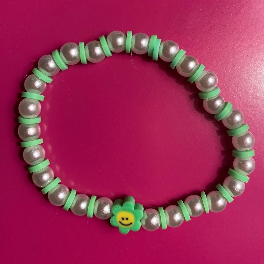 Green clay bead bracelet